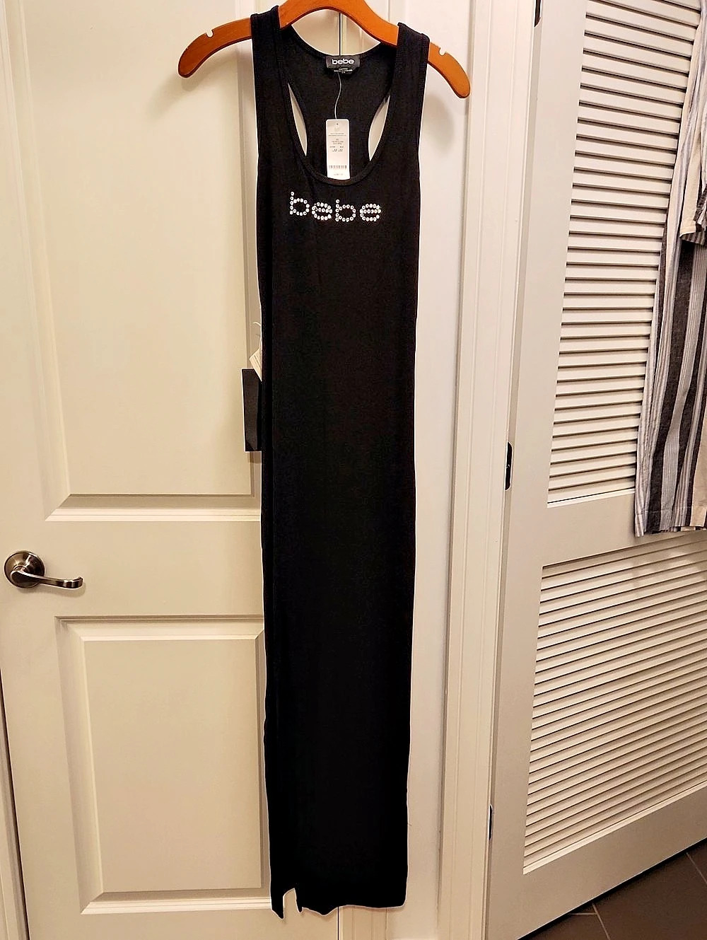 NWT Bebe Logo Black Maxi Dress